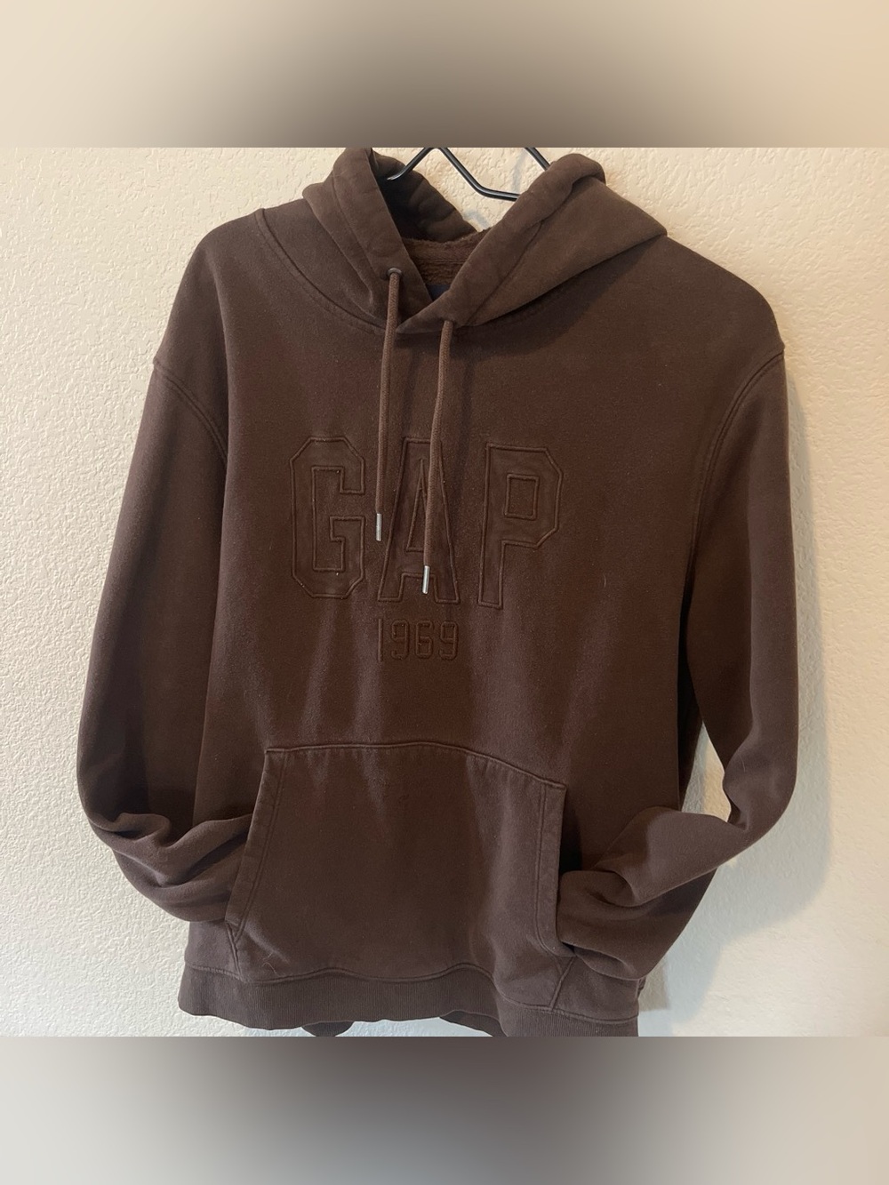 GAP Brown Embossed Logo Pullover Hoodie
